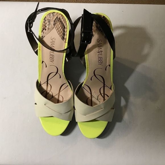 Sam and Libby black and white pattern wedge sandal size 11m. - Picture 1 of 12